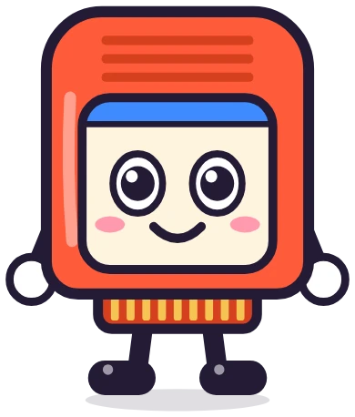 The RetroReady mascot, a smiling game cartridge