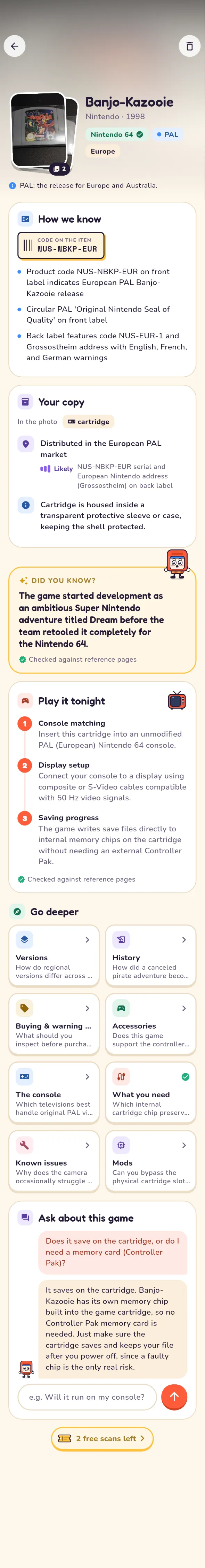 A RetroReady result: Banjo-Kazooie, Nintendo 64, PAL, Europe